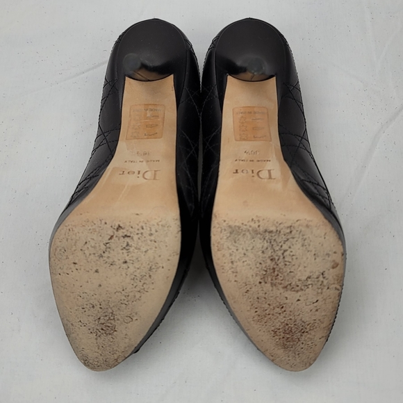 Dior O DE Black Channage Leather Platform Pep Toe Stiletto Heels Pumps 36.5 - Picture 9 of 9